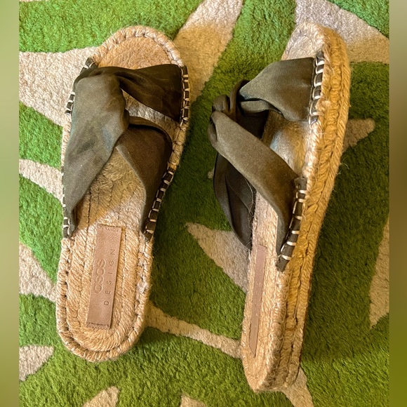 ASOS Shoes Nwot Asos Knotted Olivekhaki Silk Fabric Pale Straw